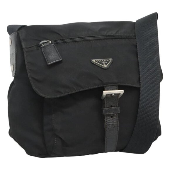 PRADA Shoulder Bag Nylon Black Silver - Picture 1 of 15